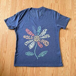 Floral Inspirational Graphic Tee Womens Size M You Are Enough Positive Word Art